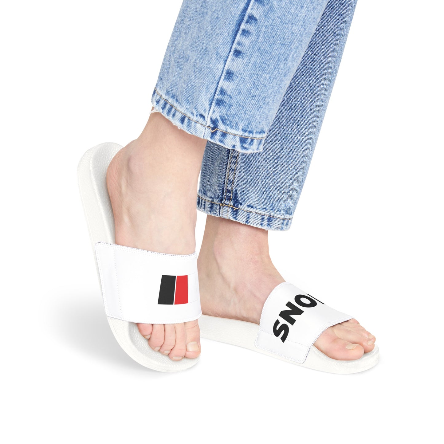 SNOBkill Women's PU Slide Sandals [White Strap Edition]