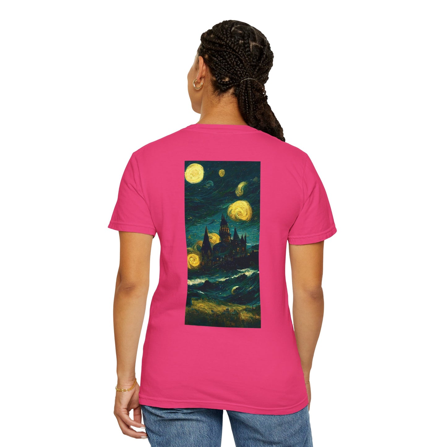 Starry Night Hogwarts Unisex Garment-Dyed T-shirt