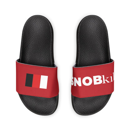 SNOBkill Women's PU Slide Sandals [Red Strap Edition]