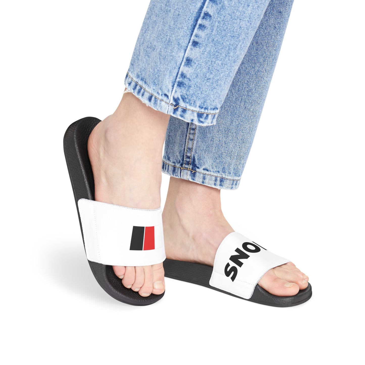 SNOBkill Women's PU Slide Sandals [White Strap Edition]