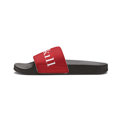 SNOBkill Women's PU Slide Sandals [Red Strap Edition]