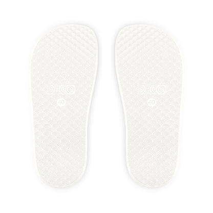 SNOBkill Men's PU Slide Sandals [White Strap Edition]