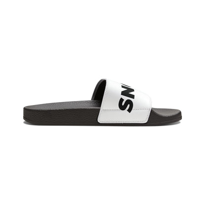 SNOBkill Women's PU Slide Sandals [White Strap Edition]