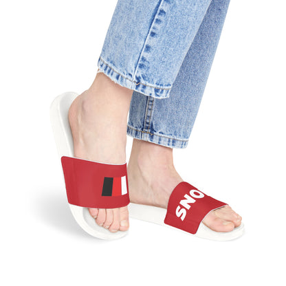 SNOBkill Women's PU Slide Sandals [Red Strap Edition]