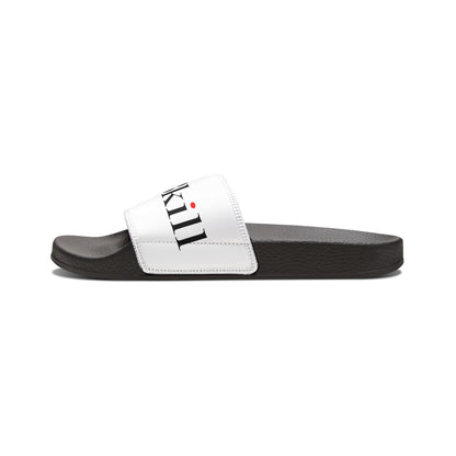 SNOBkill Men's PU Slide Sandals [White Strap Edition]