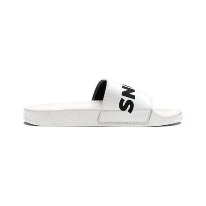 SNOBkill Women's PU Slide Sandals [White Strap Edition]