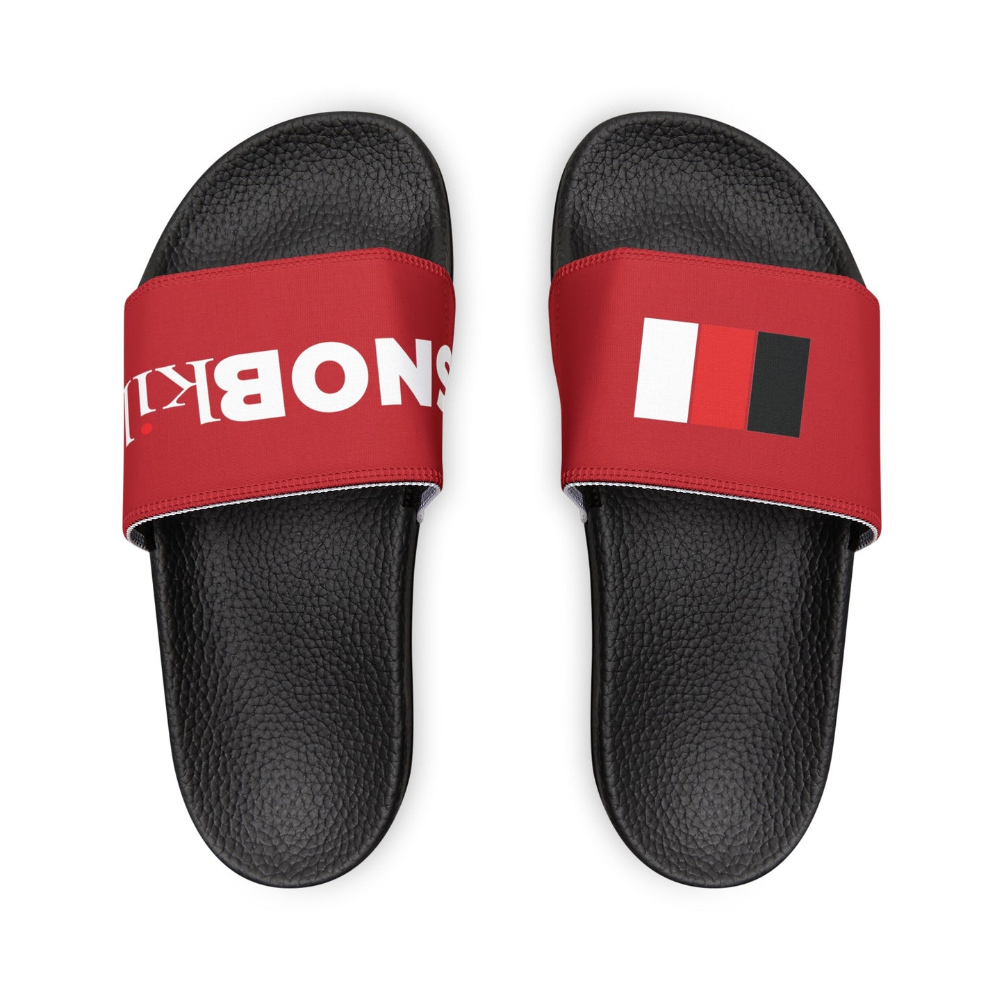 SNOBkill Women's PU Slide Sandals [Red Strap Edition]