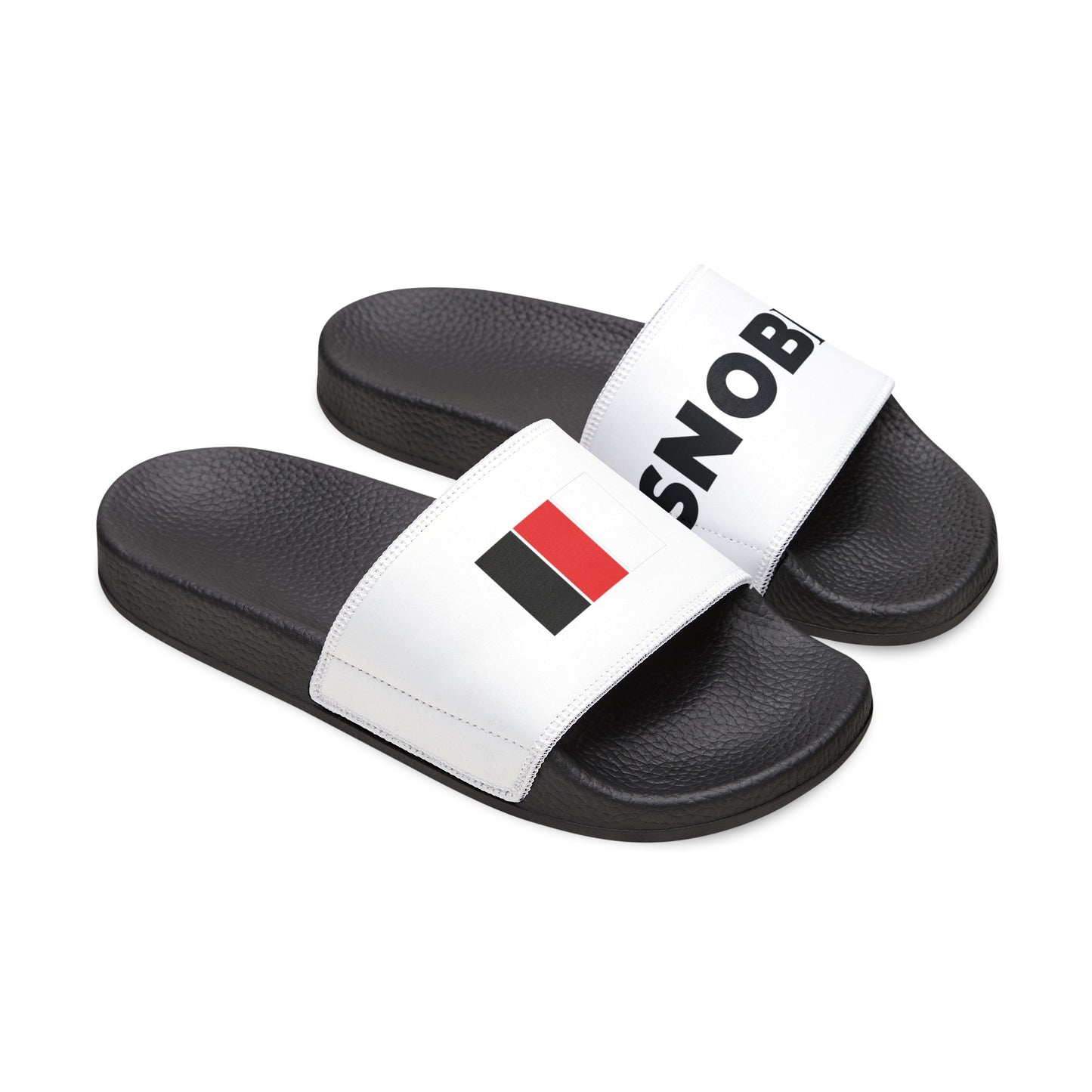 SNOBkill Men's PU Slide Sandals [White Strap Edition]