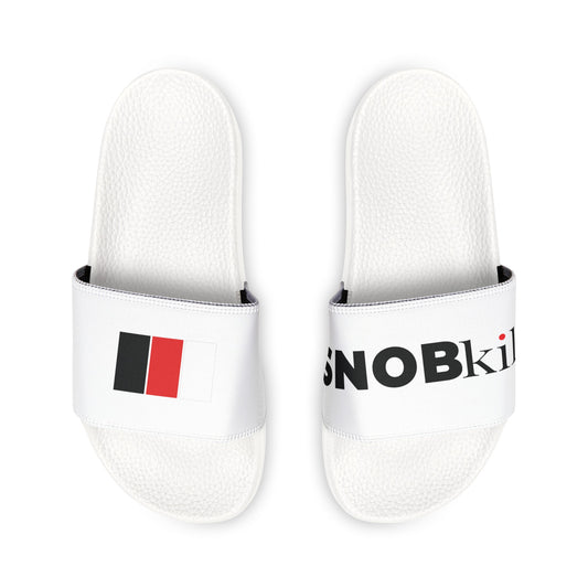 SNOBkill Men's PU Slide Sandals [White Strap Edition]