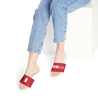 SNOBkill Women's PU Slide Sandals [Red Strap Edition]