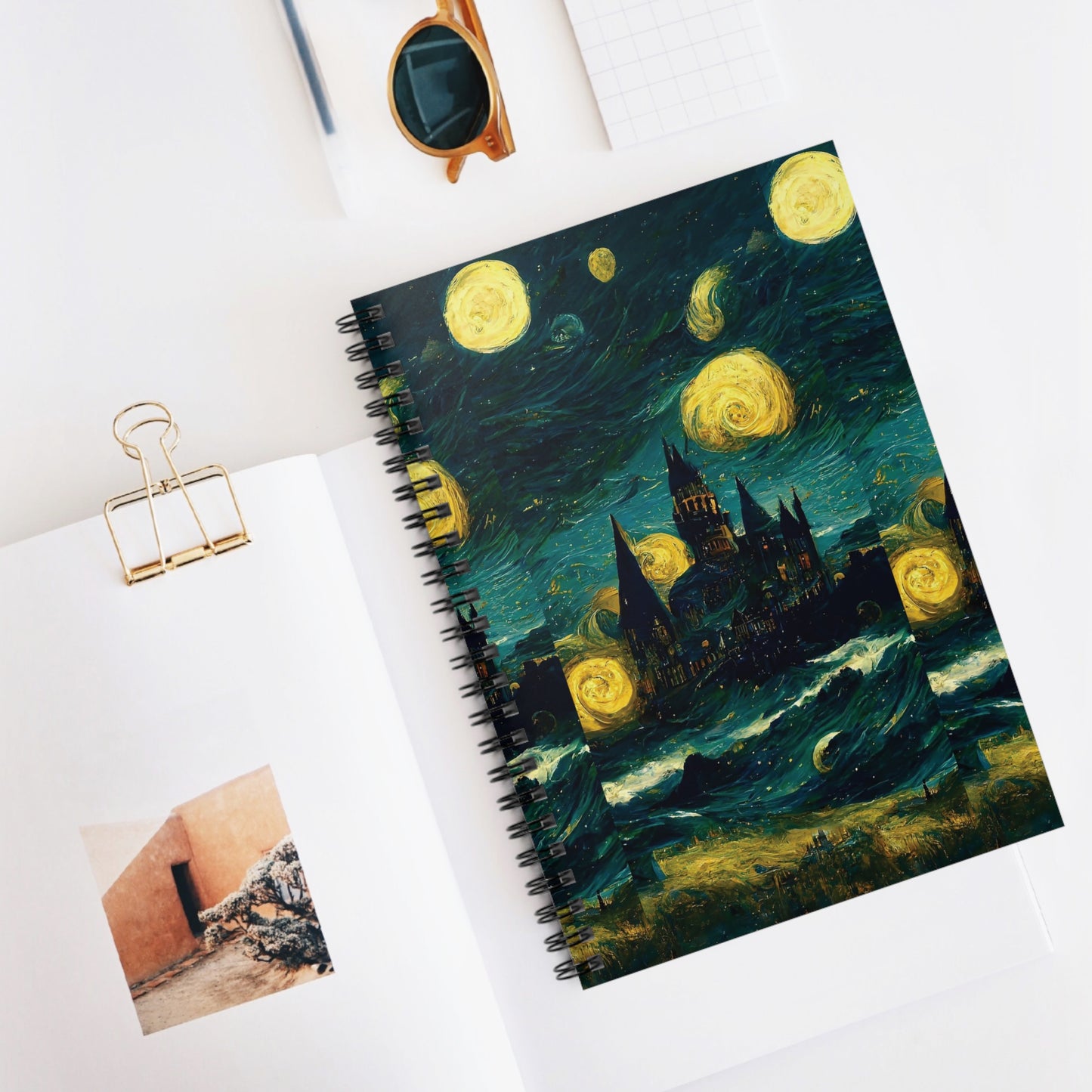 Starry Night Hogwarts Spiral Notebook - Ruled Line