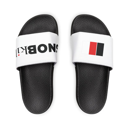 SNOBkill Men's PU Slide Sandals [White Strap Edition]