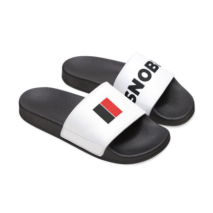 SNOBkill Women's PU Slide Sandals [White Strap Edition]