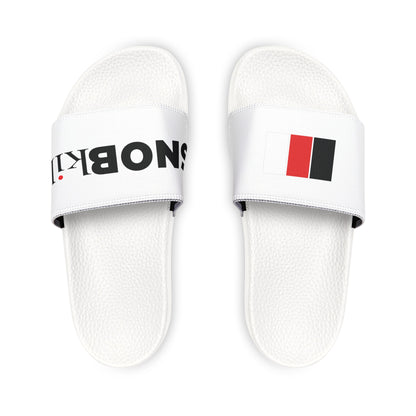 SNOBkill Women's PU Slide Sandals [White Strap Edition]