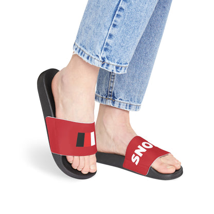 SNOBkill Women's PU Slide Sandals [Red Strap Edition]