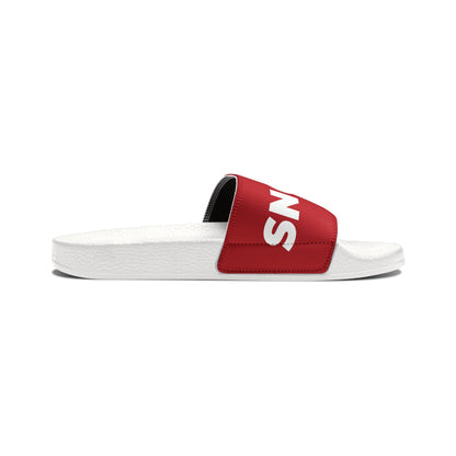 SNOBkill Women's PU Slide Sandals [Red Strap Edition]