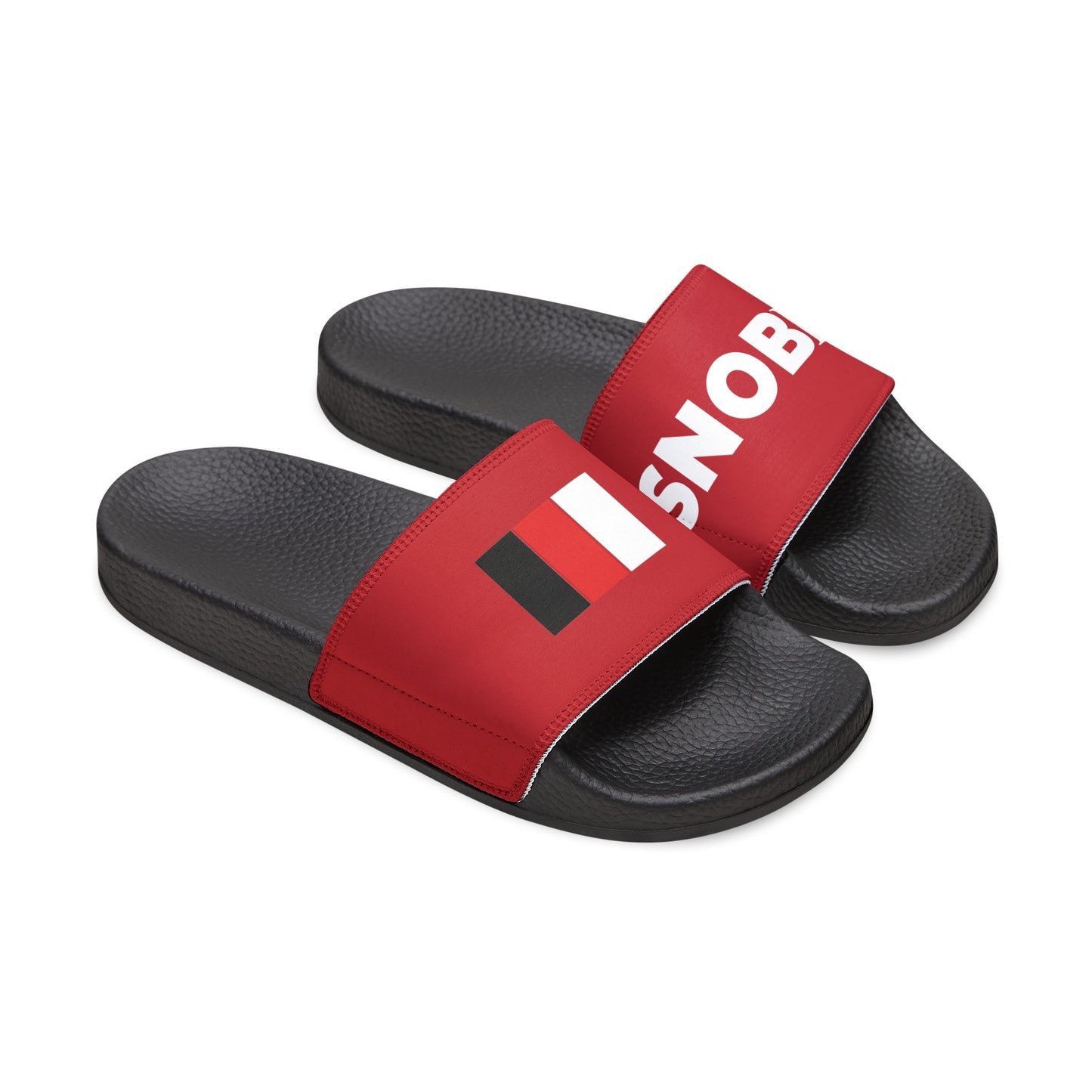 SNOBkill Women's PU Slide Sandals [Red Strap Edition]