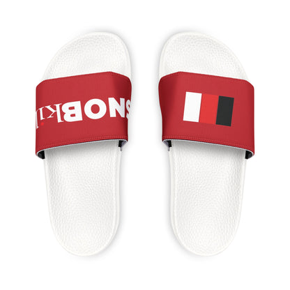 SNOBkill Women's PU Slide Sandals [Red Strap Edition]