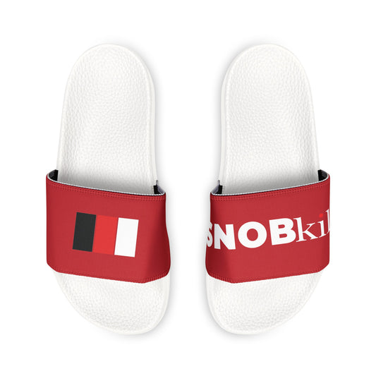 SNOBkill Men's PU Slide Sandals [Red Strap Edition]